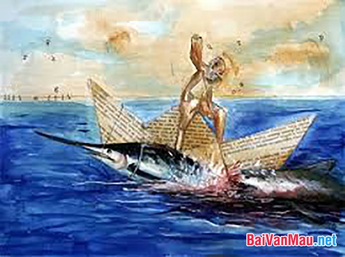 Hình ảnh ông già Xantiagô trong hành trình săn đuổi và chiến thắng con cá kiếm